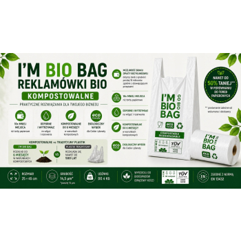 Reklamówka I`M BIO BAG reklamówki BIO bez opłaty recyklingowej 25x45cm 50szt/opak